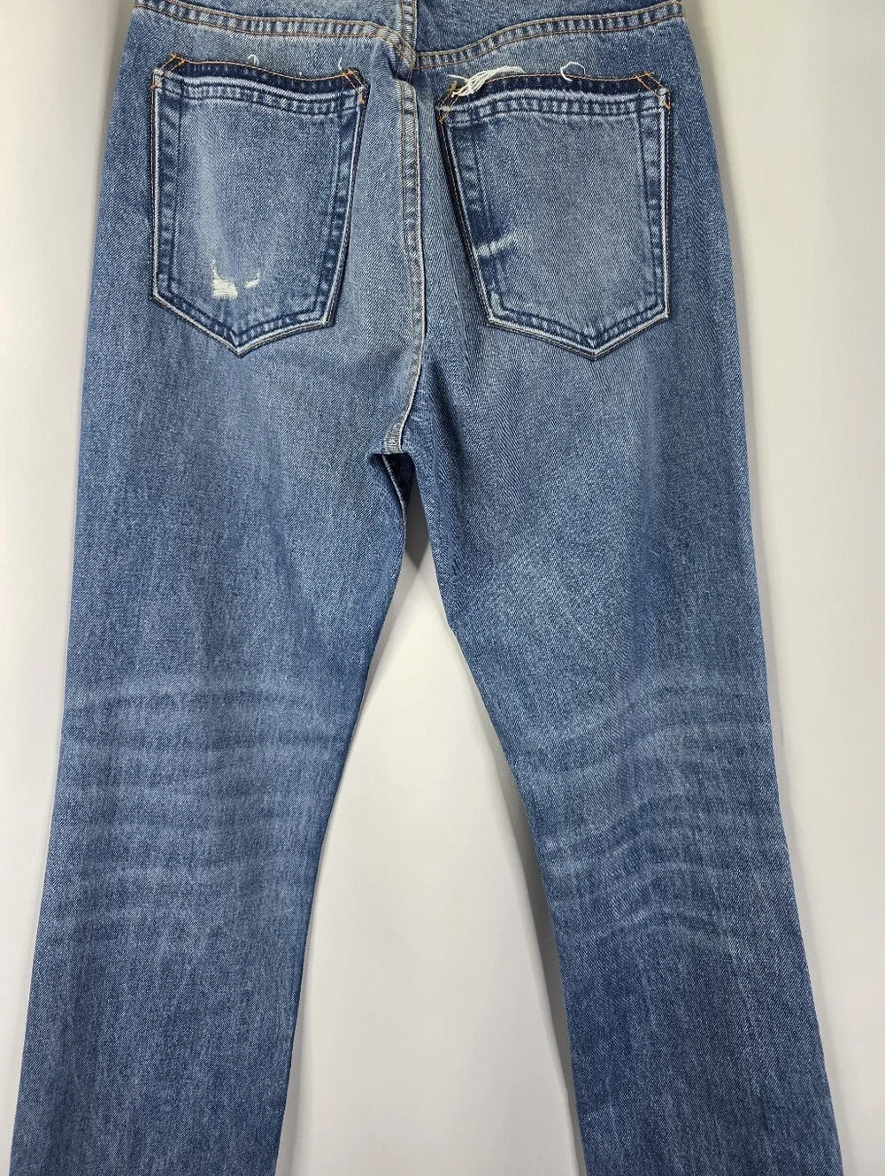EB Denim Women's Size 27 High Rise Straight Leg Denim Jeans Split Hem Button Fly